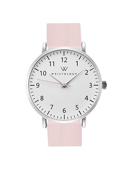 WRISTOLOGY Olivia Womens Numbers Watch - for Nurses Large Face Analog Easy to Read with Second Hand Silicone Band