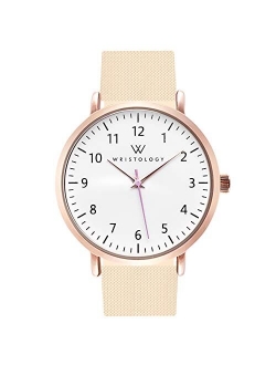 WRISTOLOGY Olivia Womens Numbers Watch - for Nurses Large Face Analog Easy to Read with Second Hand Silicone Band