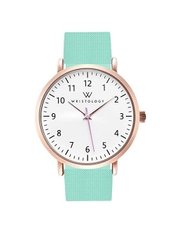 WRISTOLOGY Olivia Womens Numbers Watch - for Nurses Large Face Analog Easy to Read with Second Hand Silicone Band