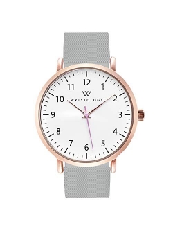 WRISTOLOGY Olivia Womens Numbers Watch - for Nurses Large Face Analog Easy to Read with Second Hand Silicone Band