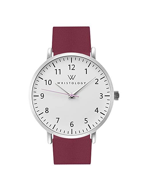 WRISTOLOGY Olivia Womens Numbers Watch - for Nurses Large Face Analog Easy to Read with Second Hand Silicone Band