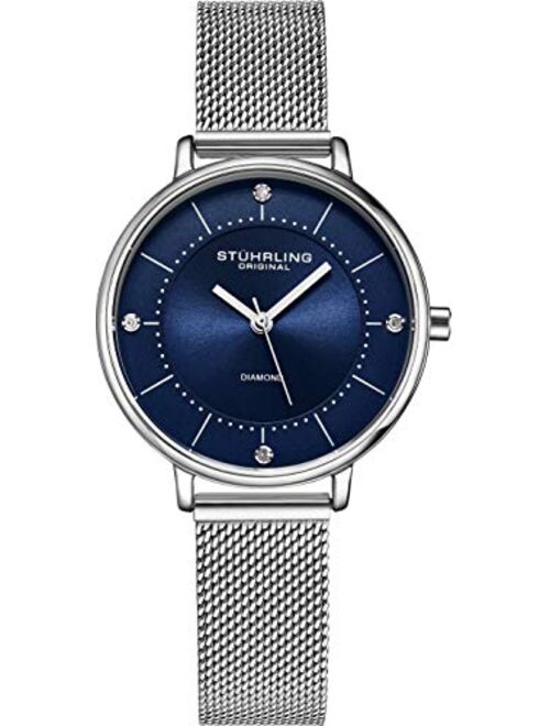 Stuhrling Original Womens Watch - Pave Crystal Bezel - Mother of Pearl Dial with Crystal Accents, 3907 Watches for Women Collection