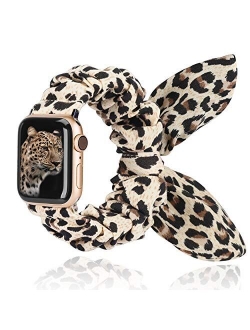 TOYOUTHS Compatible with Apple Watch Band Scrunchies 38/40mm with Butterfly Bow/Bunny Ears Cloth Fabric Elastic Scrunchy Wristband Bracelet Rose Gold Women Girl iWatch Se