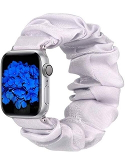 BMBMPT Scrunchie Elastic Watch Band Compatible with Apple Watch Band 38mm 40mm 42mm 44mm Cloth Soft Pattern Printed Fabric Wristband for iWatch Series 5,4,3,2,1 (A-Leopar