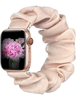 BMBMPT Scrunchie Elastic Watch Band Compatible with Apple Watch Band 38mm 40mm 42mm 44mm Cloth Soft Pattern Printed Fabric Wristband for iWatch Series 5,4,3,2,1 (A-Leopar