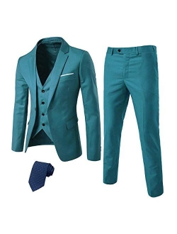 EastSide Men's Slim Fit 3 Pieces Suit, One Button Blazer Set, Jacket Vest & Pants