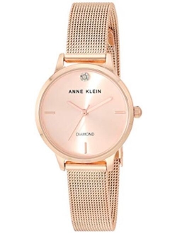 Women's Genuine Diamond Dial Mesh Bracelet Watch