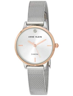 Women's Genuine Diamond Dial Mesh Bracelet Watch