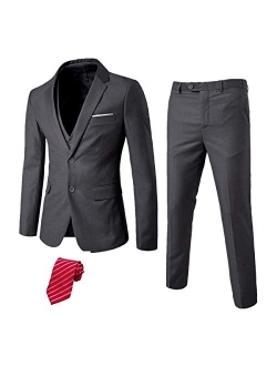 EastSide Men's 3 Pieces Suit, Slim Fit 2 Buttons Tux, Blazer Vest &Pants Jacket Set