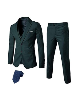 EastSide Men's 3 Pieces Suit, Slim Fit 2 Buttons Tux, Blazer Vest &Pants Jacket Set