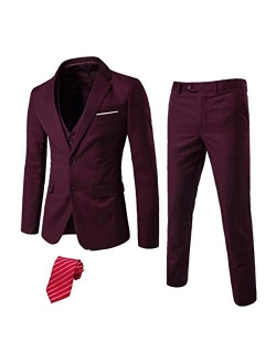 EastSide Men's 3 Pieces Suit, Slim Fit 2 Buttons Tux, Blazer Vest &Pants Jacket Set