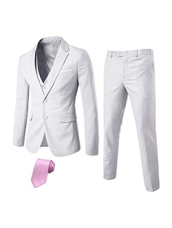 EastSide Men's 3 Pieces Suit, Slim Fit 2 Buttons Tux, Blazer Vest &Pants Jacket Set