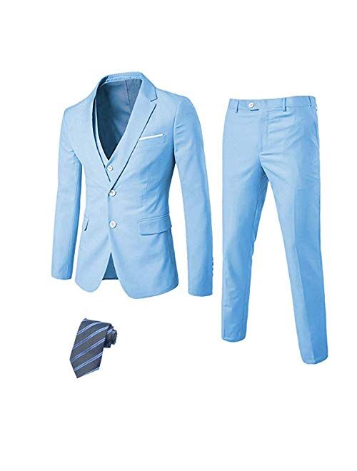 EastSide Men's 3 Pieces Suit, Slim Fit 2 Buttons Tux, Blazer Vest &Pants Jacket Set