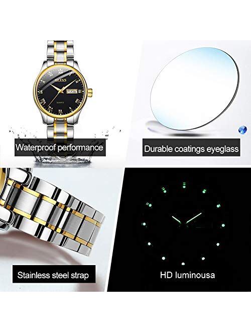 OLEVS Watch for Woman, Dress Ladies Watches with Day Date Small Face Depth Waterproof in Stainless Steel Band Fashion Luminous Casual Business Quartz Watches for Business