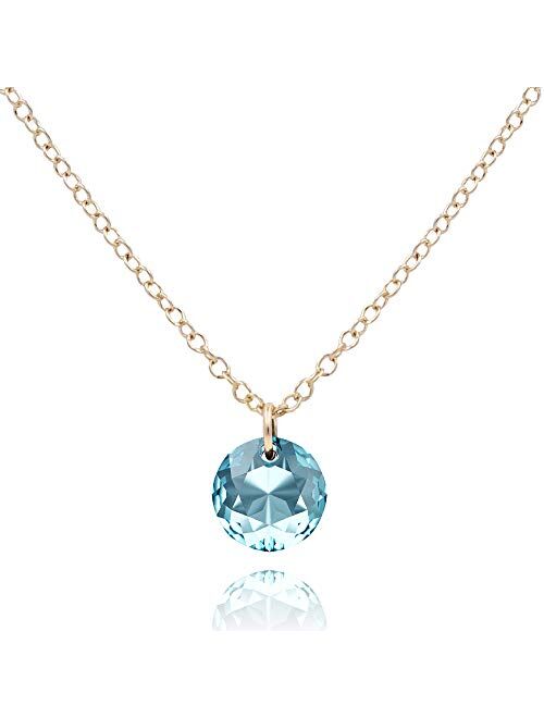 MaeMae Birthday Crystal Necklace - Swarovski Crystal Gemstone - 14k Chain 16-18”