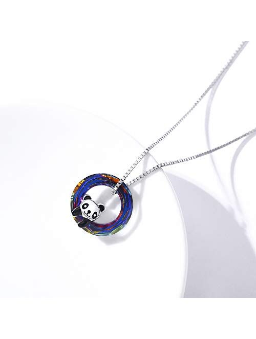 925 Sterling Silver Panda with Crystal Pendant Necklace Birthday Gifts for Women Daughter