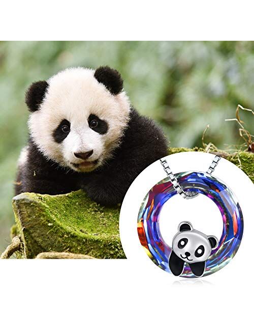 925 Sterling Silver Panda with Crystal Pendant Necklace Birthday Gifts for Women Daughter