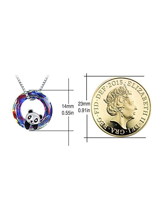 925 Sterling Silver Panda with Crystal Pendant Necklace Birthday Gifts for Women Daughter