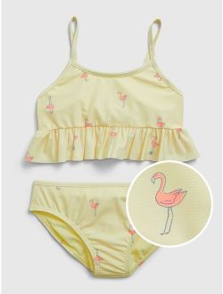Kids Recycled Flamingo Peplum Bikini Swim Two-Piece
