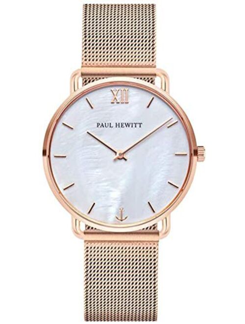 PAUL HEWITT Miss Ocean Line Pearl- Stainless Steel Watch for Women with Meshband in Rosegold, Pearl Dial