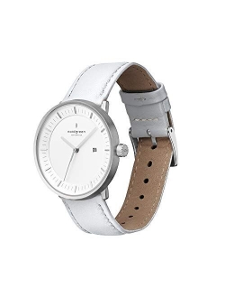 Nordgreen Philosopher Scandinavian Silver Analog Watch with Leather or Mesh Interchangeable Straps