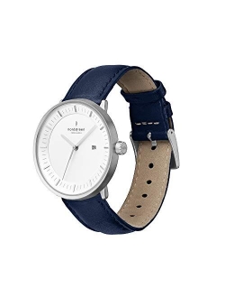 Nordgreen Philosopher Scandinavian Silver Analog Watch with Leather or Mesh Interchangeable Straps