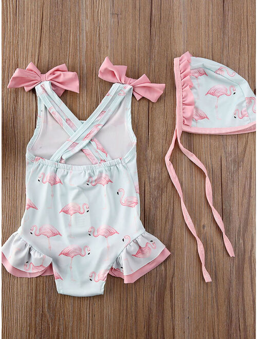 Baby Girls Flamingo Swimming Costume Kids Bikini Swimwear Swimsuit Beachwear