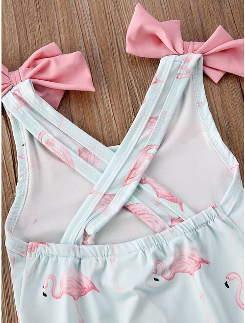 Baby Girls Flamingo Swimming Costume Kids Bikini Swimwear Swimsuit Beachwear