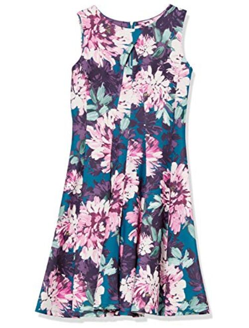 Gabby Skye Women's Sleeveless Round Neck Scuba Fit and Flare Dress