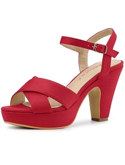 Women's Platform Chunky Heels Slingback Sandals