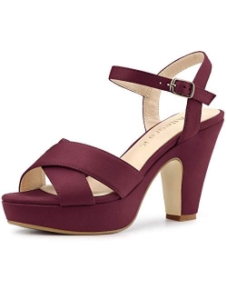 Women's Platform Chunky Heels Slingback Sandals