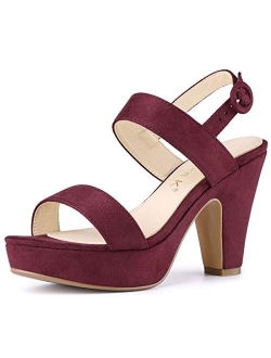 Women's Slingback Platform Chunky Heel Sandals