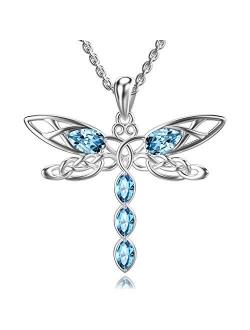 TOUPOP Mother's Day Gifts s925 Sterling Silver Dragonfly Pendant Necklace with Crystal Jewelry Gifts for Mom Mother Women Teen Girls Birthday