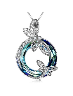 TOUPOP Mother's Day Gifts s925 Sterling Silver Dragonfly Pendant Necklace with Crystal Jewelry Gifts for Mom Mother Women Teen Girls Birthday