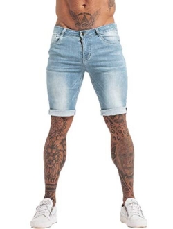 Men's Denim Shorts Slim Fit Stretch Ripped Short Jeans