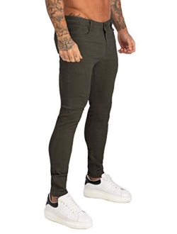 Mens Jeans Skinny Stretch, Premium High Rise Colored Jeans Expandable Waist 4 Seasons