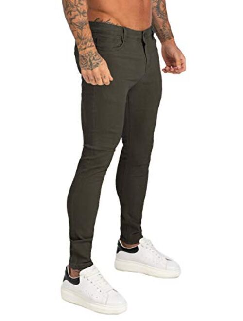 GINGTTO Mens Jeans Skinny Stretch, Premium High Rise Colored Jeans Expandable Waist 4 Seasons