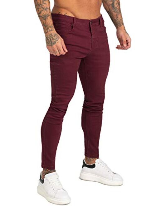 GINGTTO Mens Jeans Skinny Stretch, Premium High Rise Colored Jeans Expandable Waist 4 Seasons