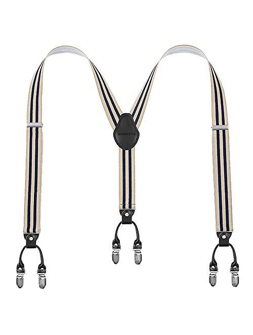 Mens Suspenders Gomatta Suspenders For Men 6 Clips Y-Back 1.38''