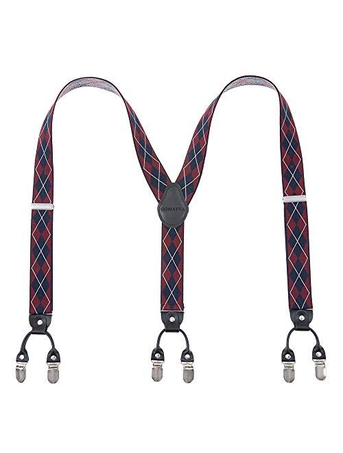 Mens Suspenders Gomatta Suspenders For Men 6 Clips Y-Back 1.38''