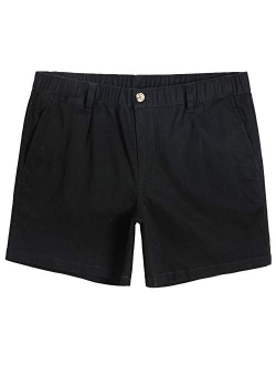 Men's Classic-fit 5.5" Cotton Casual Shorts Elastic Waistband with Multi-Pocket Daily Wear Walking Summer Outfit