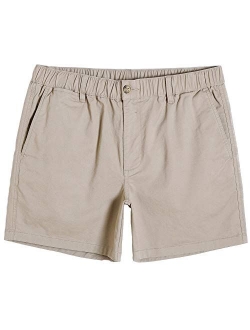 Men's Classic-fit 5.5" Cotton Casual Shorts Elastic Waistband with Multi-Pocket Daily Wear Walking Summer Outfit