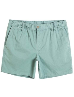 Men's Classic-fit 5.5" Cotton Casual Shorts Elastic Waistband with Multi-Pocket Daily Wear Walking Summer Outfit