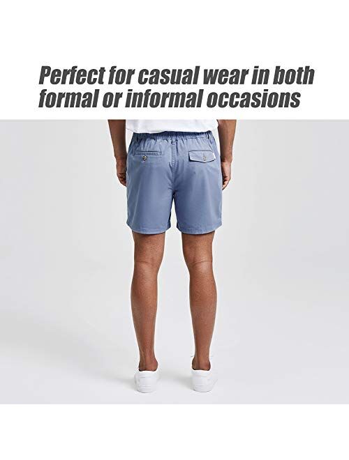 MaaMgic Men's Classic-fit 5.5" Cotton Casual Shorts Elastic Waistband with Multi-Pocket Daily Wear Walking Summer Outfit