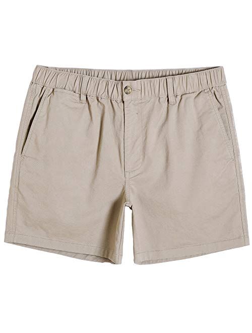 MaaMgic Men's Classic-fit 5.5" Cotton Casual Shorts Elastic Waistband with Multi-Pocket Daily Wear Walking Summer Outfit