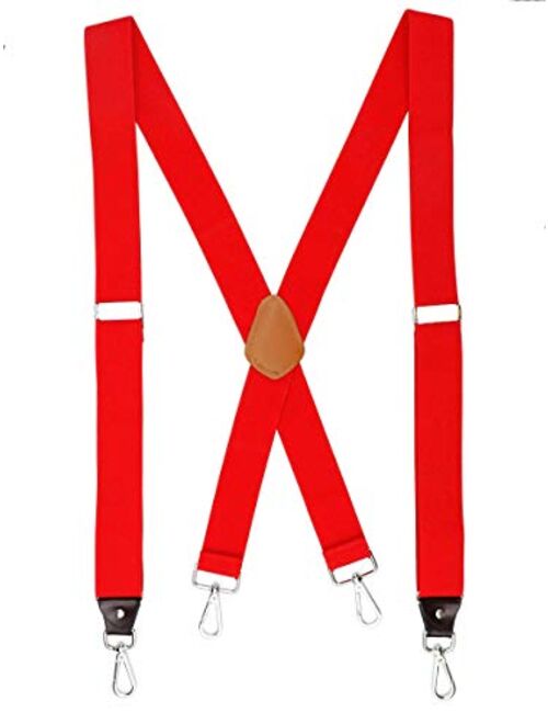 Romanlin Suspenders for Men with Hooks on Belt Loops Heavy Duty Big and Tall X Back Work Braces