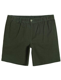 Men's Classic-fit 7" Cotton Casual Shorts Elastic Waistband with Multi-Pocket Daily Wear Walking Summer Outfit