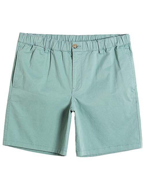 MaaMgic Men's Classic-fit 7" Cotton Casual Shorts Elastic Waistband with Multi-Pocket Daily Wear Walking Summer Outfit