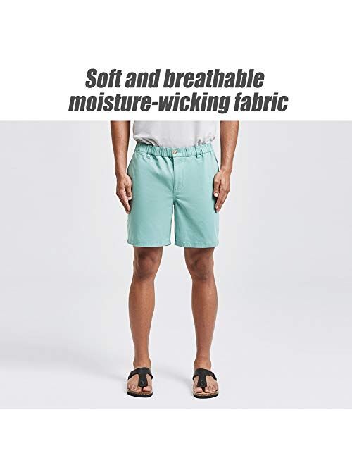 MaaMgic Men's Classic-fit 7" Cotton Casual Shorts Elastic Waistband with Multi-Pocket Daily Wear Walking Summer Outfit