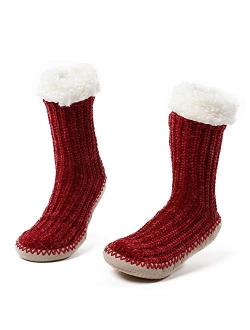 Womens Fuzzy Warm Bootie Slippers Cozy Slipper Socks with Grippers Slipper Boots for Women